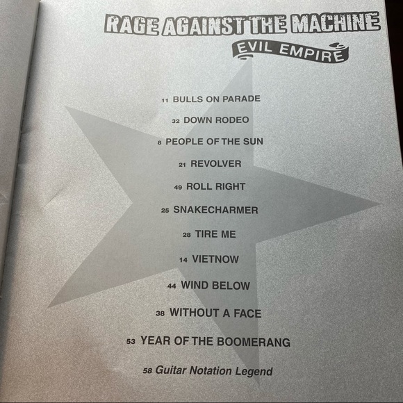 Rage Against The Machine Evil Empire Guitar Paper Sheet Music Book - Picture 7 of 8